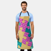 De banner met geometrische puzzels, Memphis backgr Schort (Gedragen)