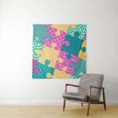 De banner met geometrische puzzels, Memphis backgr Wandkleed (In situ)