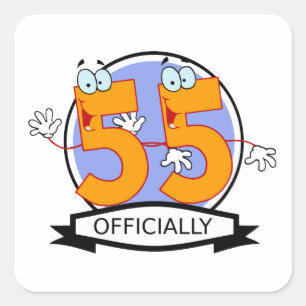 De Banner van officieel 55 Verjaardag Vierkante Sticker