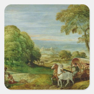 De Baptisme van de Ethiopische Eunuch Vierkante Sticker