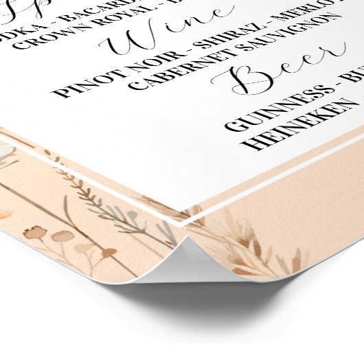 De Bar Bloemen Bruiloft Boho Bloemen Bohemian Poster (Hoek)