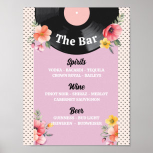 De Bar Bloemen Bruiloft Muziek Record Bruiloft Poster