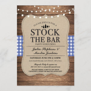 De "Bar Blue Rustic Navy Party"-uitnodiging Kaart