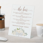 De Bar - Blush Peach Floral Drinken Menu Bruiloft Reclamebord Met Voetstuk (Insitu)