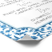 De bar bruiloft Chintz Blauw & Wit Bloemen Ditsy Poster (Hoek)
