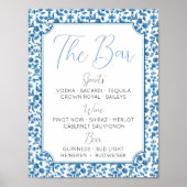 De bar bruiloft Chintz Blauw & Wit Bloemen Ditsy Poster (Voorkant)