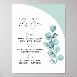 De bar bruiloft eucalyptus verlaat bruiloft Mint Poster