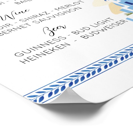 De bar bruiloft Santorini Griekenland Blauw Wit Poster (Hoek)