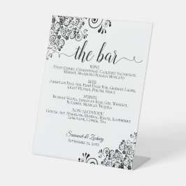 De Bar - Eenvoudige Zwart & Wit Drinken Menu Bruil Reclamebord Met Voetstuk