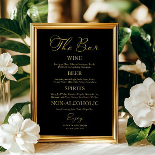 De Bar Elegante Calligrafie Bruiloft Bar Menu Bord Poster