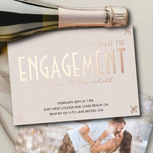 De Bar Engagement Party Luxury Roos Gold Folie Uitnodiging