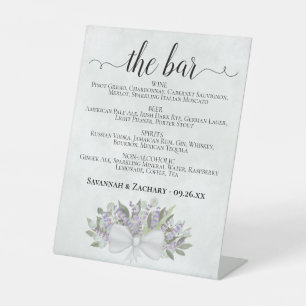 De Bar - Eucalyptus Lavendel Drinken Menu Bruiloft Reclamebord Met Voetstuk