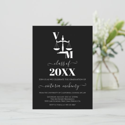 De Bar Law School Black en White Kaart (Staand voorkant)