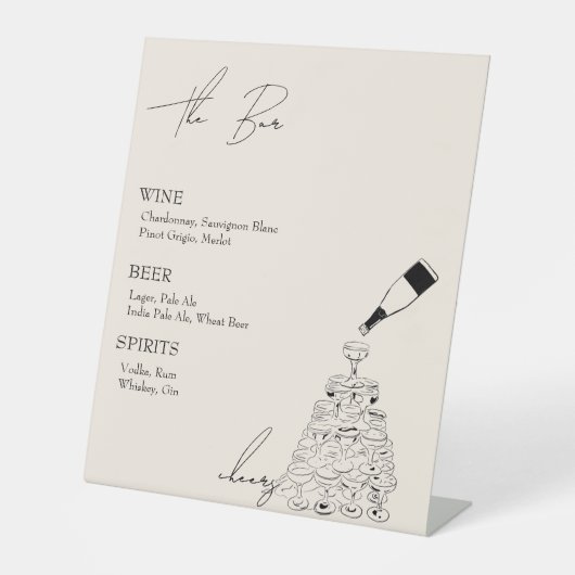 De bar met champagnetoren reclamebord met voetstuk (Voorkant)