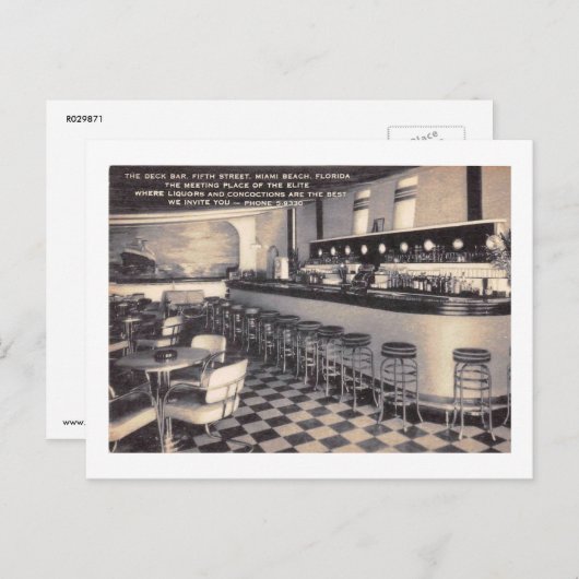 De bar, Miami Beach, Florida Briefkaart (Voorkant / Achterkant)