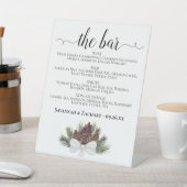 De Bar - Rustieke Pinecones Drinken Menu Bruiloft Reclamebord Met Voetstuk (Insitu)