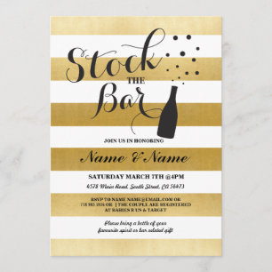 De Bar Stripe Gold Engagement Party wordt uitgenod Kaart