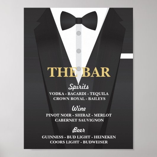 De Bar Suit Tuxedo Poster Sign Weddenschappen Rece (Voorkant)