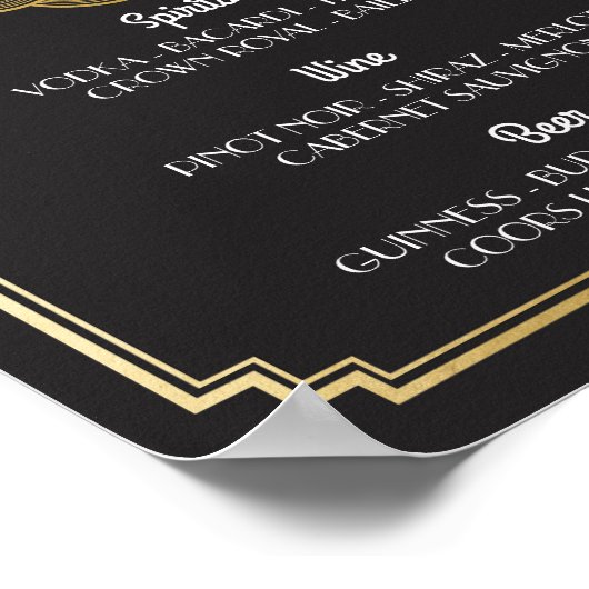 De Bar Twenties Art Deco Sign Wedding Reception Poster (Hoek)