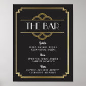 De Bar Twenties Art Deco Sign Wedding Reception Poster (Voorkant)