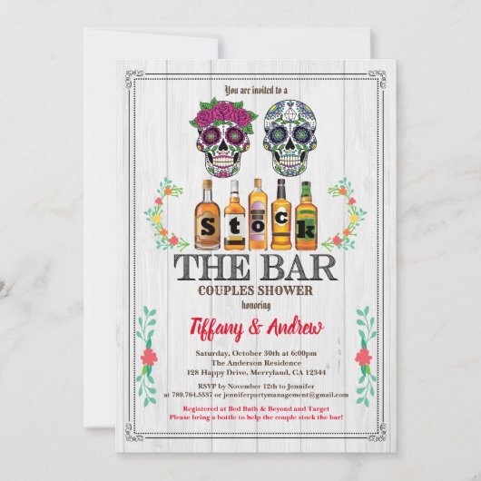 De "Bar"-uitnodigingen "Halloween sugar skulls" Kaart (Voorkant)