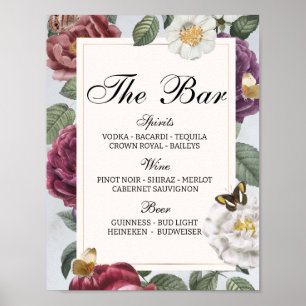 De bar Wedding Bloom Butterfly Floral  Poster