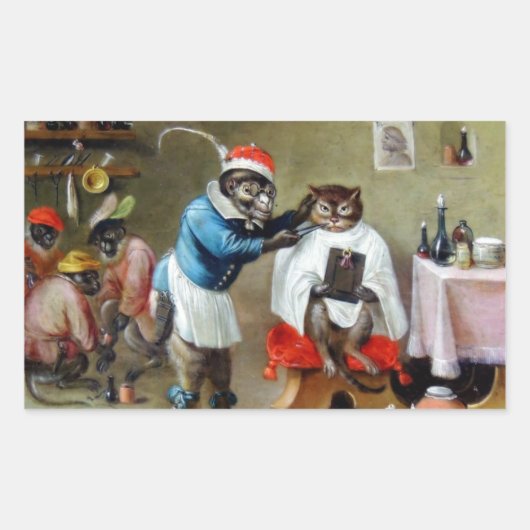 De Barber-aap Rechthoekige Sticker (Voorkant)