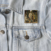 De Barber uit 'Souvenir of Cairo', 1862 (litho) Vierkante Button 5,1 Cm (In situ)