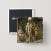 De Barber uit 'Souvenir of Cairo', 1862 (litho) Vierkante Button 5,1 Cm (Voorkant /achterkant)