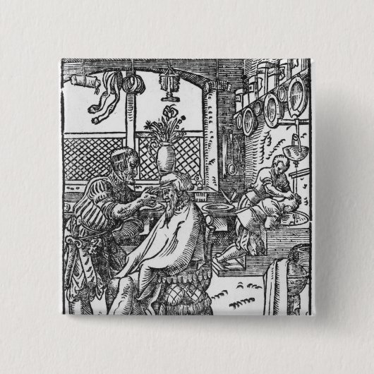 De Barber Vierkante Button 5,1 Cm (Voorkant)