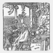 De Barber Vierkante Sticker (Voorkant)