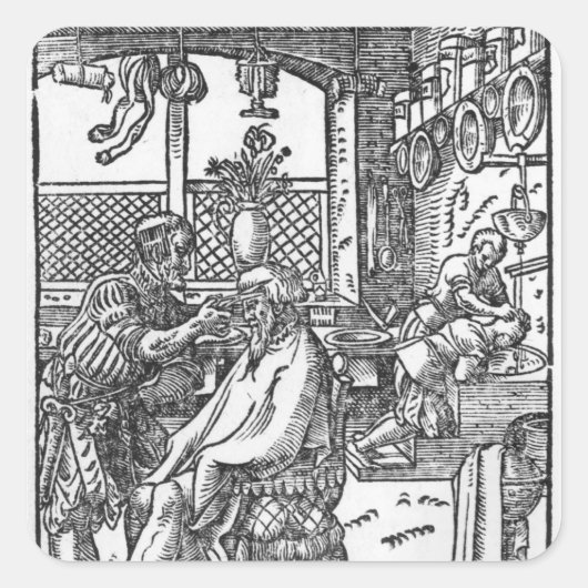 De Barber Vierkante Sticker (Voorkant)