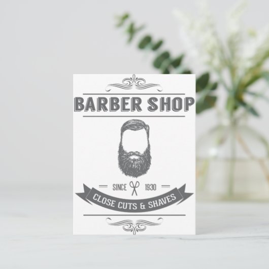 De barberwinkel briefkaart (Staand voorkant)