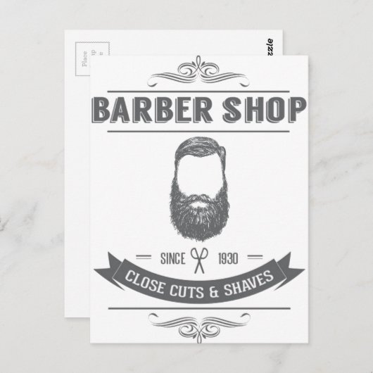 De barberwinkel briefkaart (Voorkant / Achterkant)
