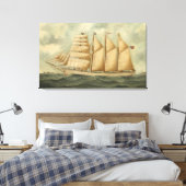 De barchentine Herdis van de Amerikaanse Star Line Canvas Afdruk (Insitu (Slaapkamer))
