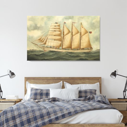 De barchentine Herdis van de Amerikaanse Star Line Canvas Afdruk (Insitu (Slaapkamer))