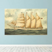 De barchentine Herdis van de Amerikaanse Star Line Canvas Afdruk (Insitu (Houten vloer))