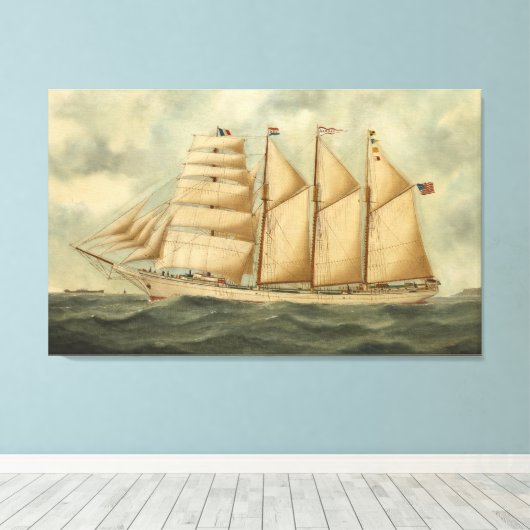 De barchentine Herdis van de Amerikaanse Star Line Canvas Afdruk (Insitu (Houten vloer))