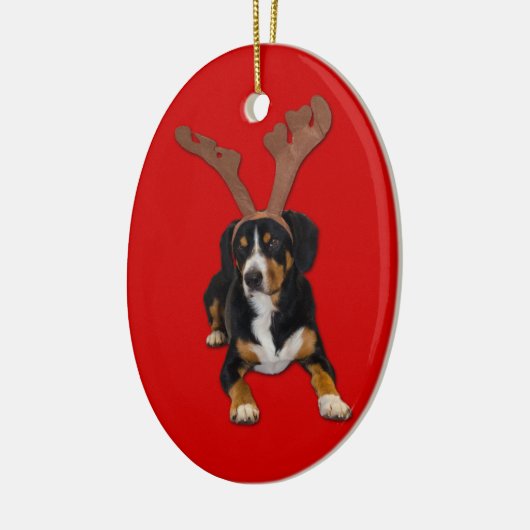 De Barking Reindeer - Entlebucher-kerstliefde Keramisch Ornament (Links)