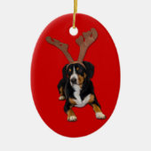 De Barking Reindeer - Entlebucher-kerstliefde Keramisch Ornament (Voorkant)