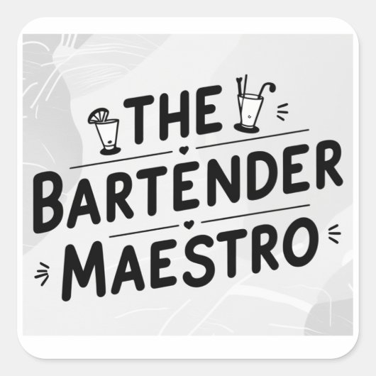 De barman Maestro Vierkante Sticker (Voorkant)