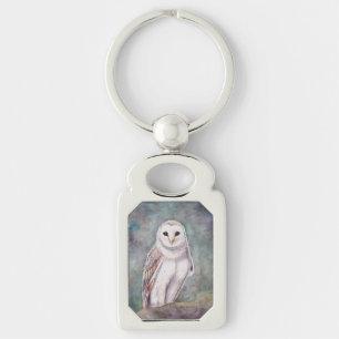 De Barn Owl Wildile Waterverf Art Sleutelhanger