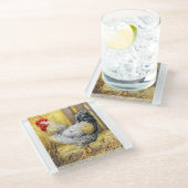 De Barn Rooster Glazen Onderzetter (Schuin)