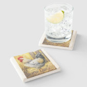 De Barn Rooster Stenen Onderzetter (Zijkant)