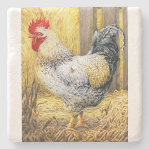 De Barn Rooster Stenen Onderzetter