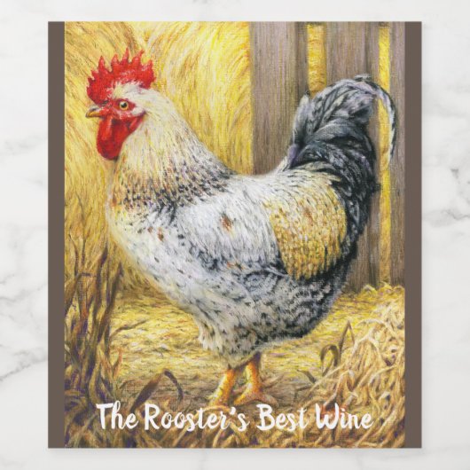 De Barn Rooster Wijn Etiket (Enkel label)