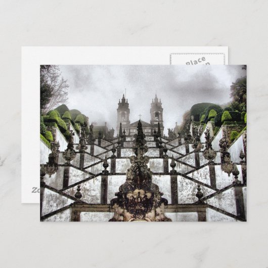 De baroktrap van Bom Jesus in Braga Briefkaart (Voorkant / Achterkant)