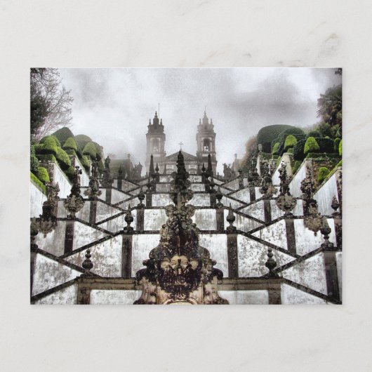 De baroktrap van Bom Jesus in Braga Briefkaart (Voorkant)