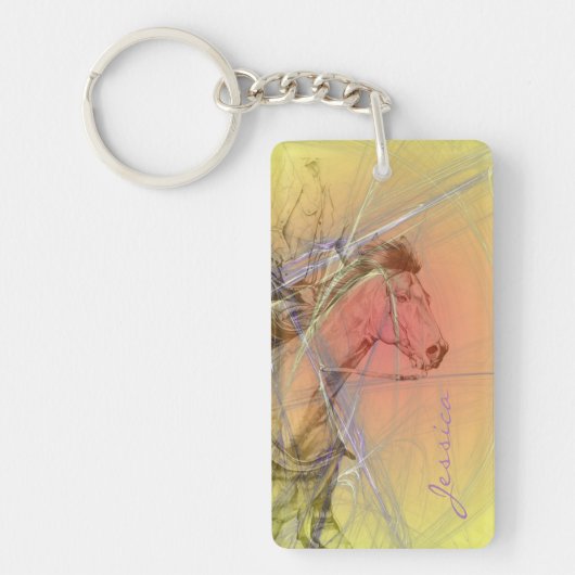 De Barrel Racer (gele oranje werveling) Sleutelhanger (Voorkant)