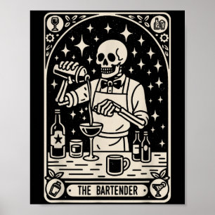 De Bartender Tarot Kaart Halloween Mixologist Barm Poster